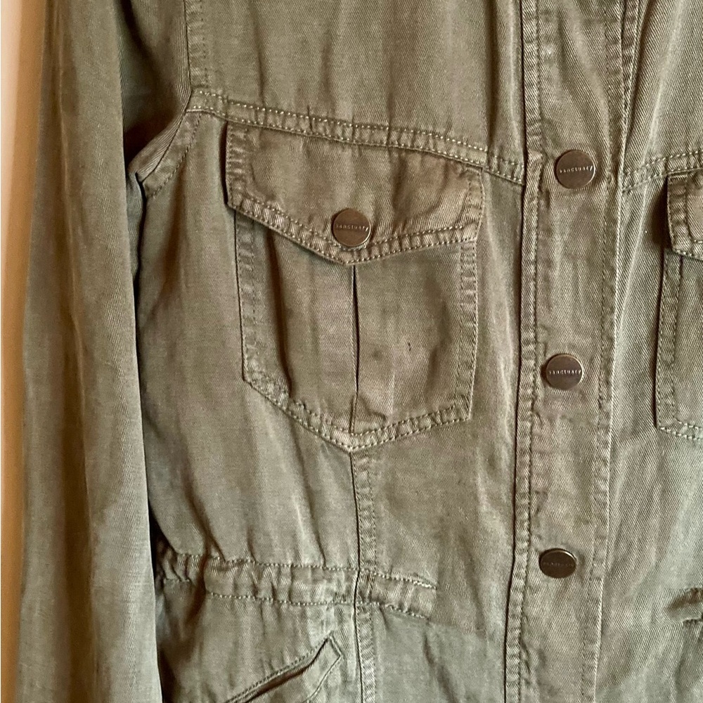 Sanctuary Army Style Utility Jacket Snap Front Pockets Olive Green Size S or M - Picture 7 of 14